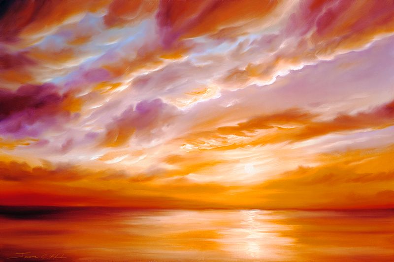 Morning Grace - 24 x 36 - Original Oil Painting - SOLD.jpg :: A painting of a sunrise over an ocean - Prints and Giclee's on Canvas available in various sizes