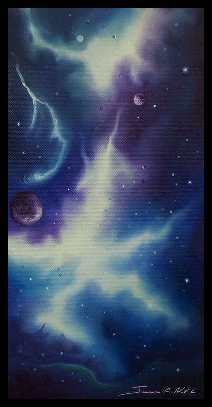 Nebula NGC JCH10009.jpg :: A painting of the the planet Ashera Nebula in Space - Oil and Canvas - 6 x 12 Inches - SOLD - Prints on Paper and Stretched Canvas also Available along with many other Options like Mugs, Mouse Pads, Puzzles, etc.   - 