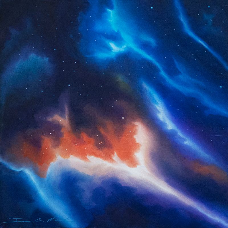 Sahara Nebula.jpg :: A nebula in the middle of space where a great star battle will take place - Original Oil Painting - 24\