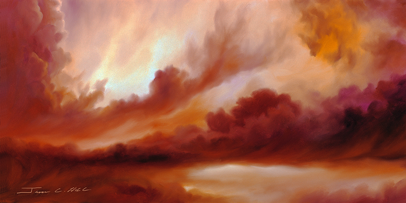 Tempest II.jpg :: A powerful storm in the skies - Original Oil Painting - 15 x 30 - SOLD - Prints availabe for puchase in various sizes
