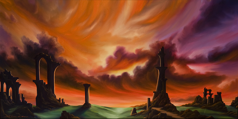 The Future has a Past - 24 x 48 - Original Oil Painting - Ask for Pricing.jpg :: An Oil Painting of Ruins of an ancient city.