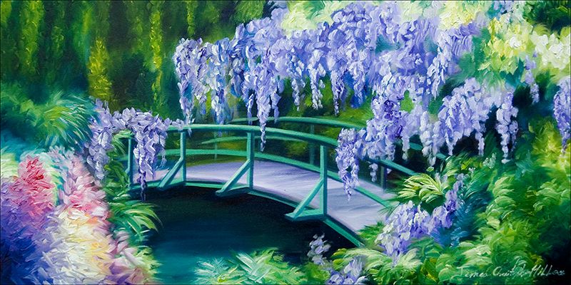 The Gardens of Givernia II.jpg :: The Garden of Givernia painting with Wisteria