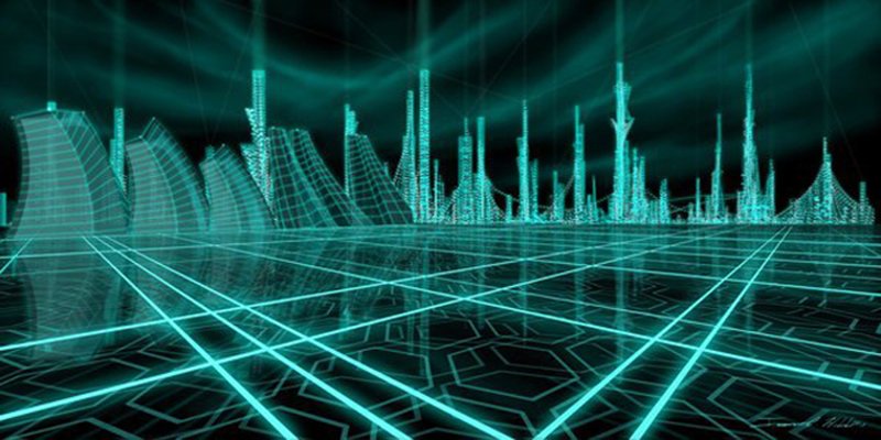 The Grid.jpg :: A concept rendering of a power city of the future inspired by the concept designs of Syd Mead Art Direction of TRON