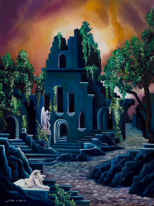 The Hidden Monestary.jpg :: An original oil painting of an abandoned monastery in Europe - Original Oil Painting on Canvas - 16\