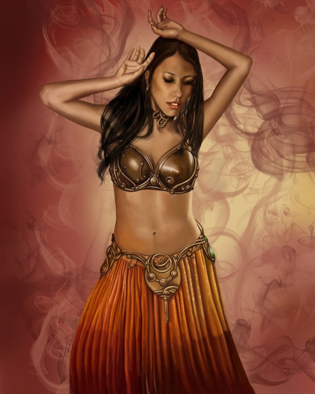 The Sultans Muse.jpg :: A painting of Allegriana - Famous COSPLAY girl wearing works by Organic Armor Company.