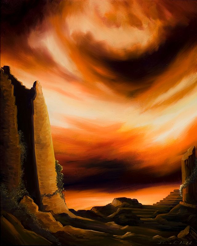 The Tower - Oil on Canvas - Original and prints available.jpg :: An original oil painting of the ruins of an old tower - 16\