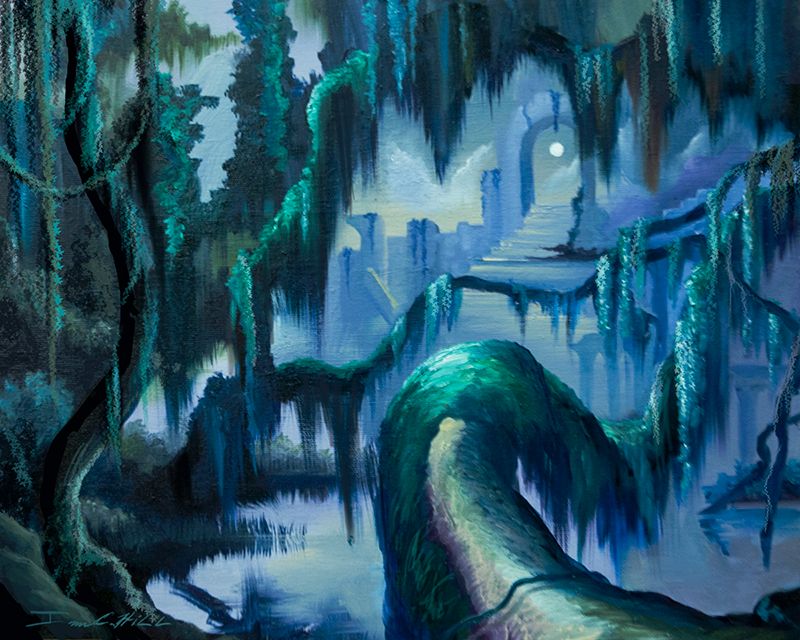 The Vine and the Alter.jpg :: Painting of a lush jungle and the ruins of an anchient alter and temple