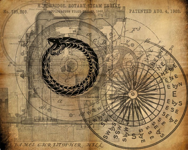 oroborus.jpg :: An abstract design of machinery and anchient designs....