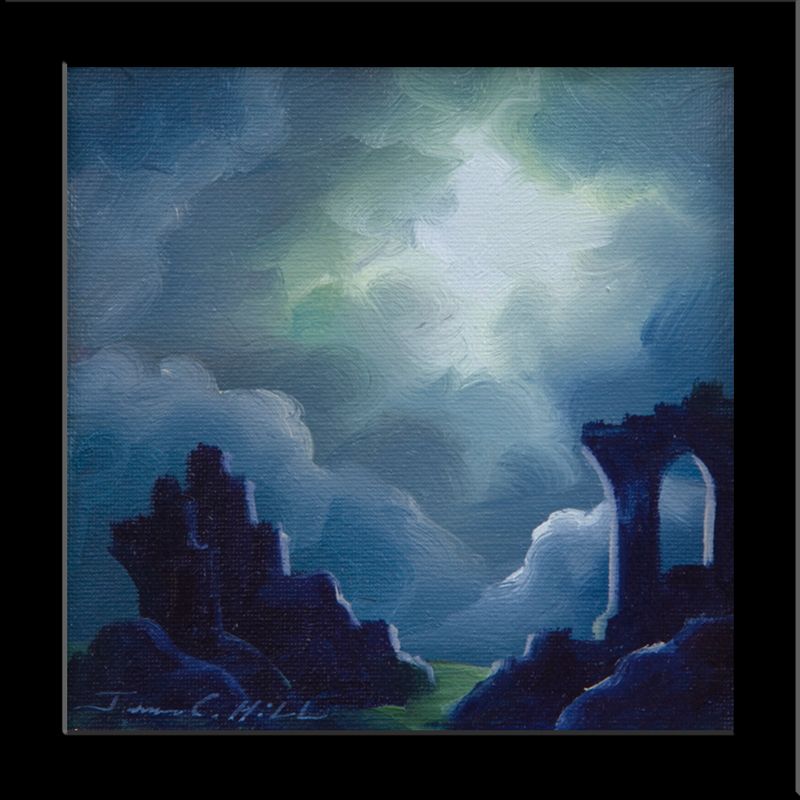 2012 Ravens Lair II.jpg :: A painting of the ruins of a castle - Oil on Canvas - 6 x 6 - $95.00 - Prints and Giclee's on Canvas as well as other items Available  for Purchase

