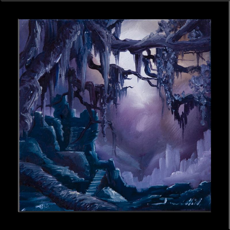 2012 Stairs of Renara.jpg :: A concept rendering of a factory of the future Oil on Canvas - 6 x 6 - SOLD - Prints and Giclee's on Canvas as well as other items Available  for Purchase