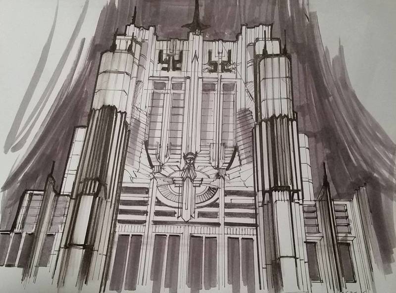 Art Deco Study 1.jpg :: Art Deco Study for the Artemis City Painting