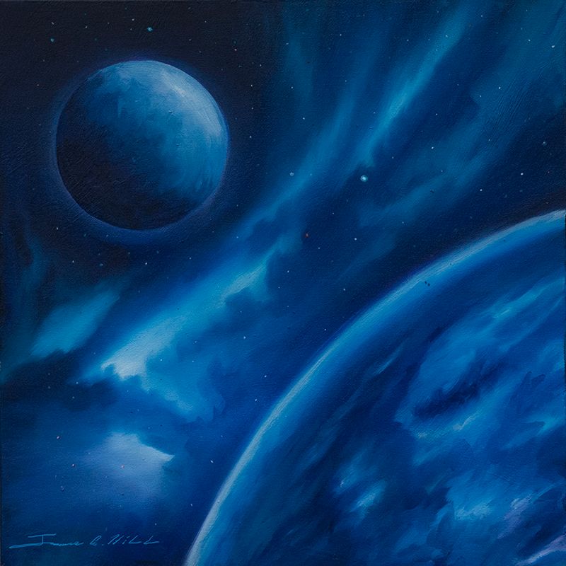 Blue Star System - 24x24 - Oil Painting - 500 - Prints and Giclees available in various sizes.jpg :: An oil painting of a star system - 24x24 - Original Oil Painting - 500 - Prints and Giclees available in various sizes