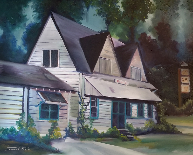 Country House and Gas Station.jpg :: Painting of an abandoned House/gas station off or route 307.