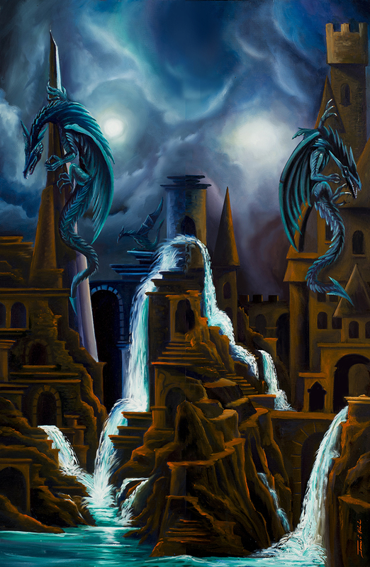 Dragons of Gemini.jpg :: A Combined Image from Two Original Oil Painting of the Gemini Dragons I & II