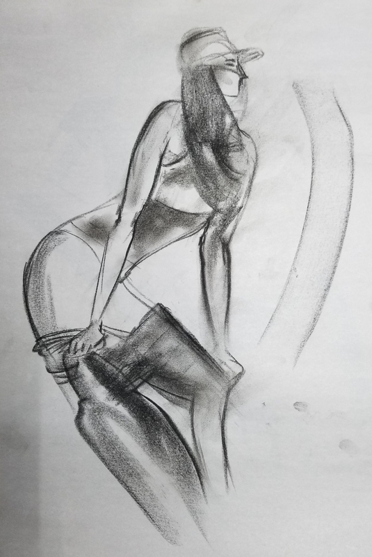 Figure Study 34.jpg :: Quick Figure Study of nude - featuring model Elena Generi