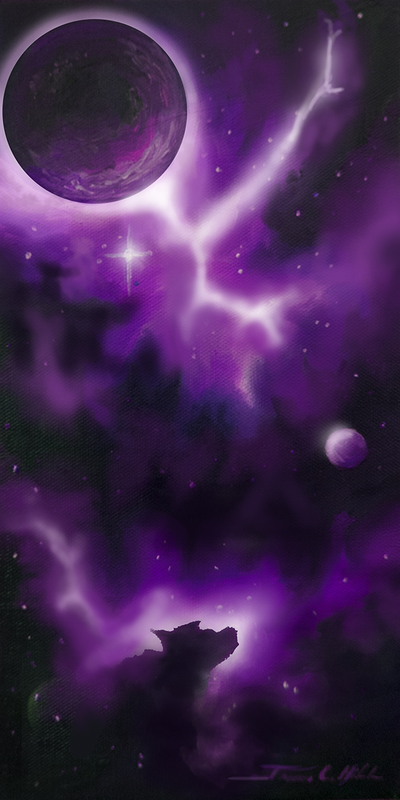 Maralain - Star System and Nebulae.jpg :: Painting (Digital) of a beautiful purple nebula in space - Copyright 2020 - Prints and Stretched Canvas Available along with many other Options like Mugs, Mouse Pads, Puzzles, etc.  