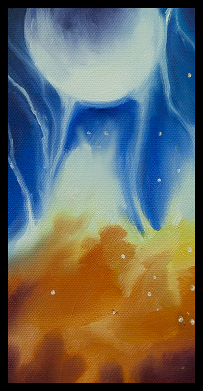 Methreon Nebula and Planet Methreon.jpg :: A painting of a Nebula in Space - Oil and Canvas - 6 x 1 Inches - SOLD - Prints on Paper and Stretched Canvas also Available along with many other Options like Mugs, Mouse Pads, Puzzles, etc.  