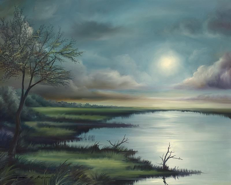 Moon over Wadmalaw Marsh.jpg :: An homage to the Hudson River School of Artists of American Realism