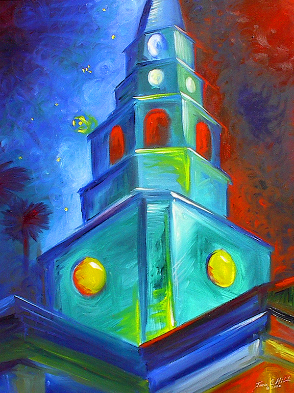 St Micheals Church.jpg :: A painting of the Charleston St. Michael's Church  - Impressionist Style