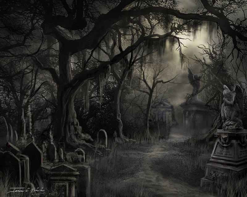 The Dark Graveyard Pathway.jpg :: There is a legend here in Charleston, SC - on a nearby island that during the 20's when racism was considered fine, a black man \