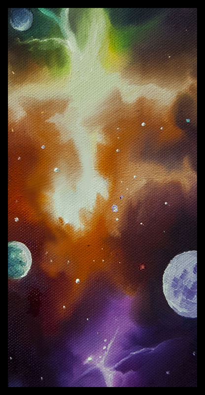 The Sandaris System.jpg :: A painting of a Nebula in Space - Oil and Canvas - 6 x 12 Inches - SOLD - Prints on Paper and Stretched Canvas also Available along with many other Options like Mugs, Mouse Pads, Puzzles, etc.  