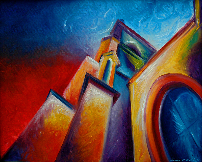 Unitarian Church.jpg :: A painting of the Charleston Unitarian Church - Impressionist Style