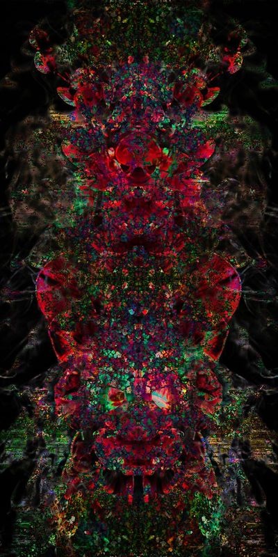 DancingDevil.jpg :: A red devil under the cover of dense color.