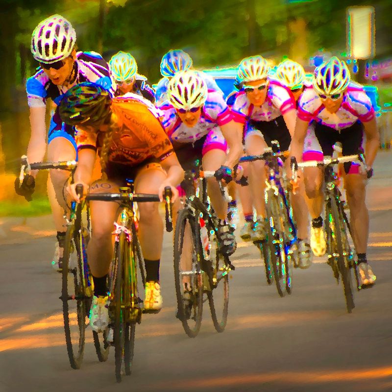 WhiteHats.jpg :: Each year at designated times, planned years or days in advance, cyclists will turn the streets of a city or the back roads of a quiet countryside into a blur of colors as they compete for a space on the winners podium, and the dream of one day being respected by their peers.