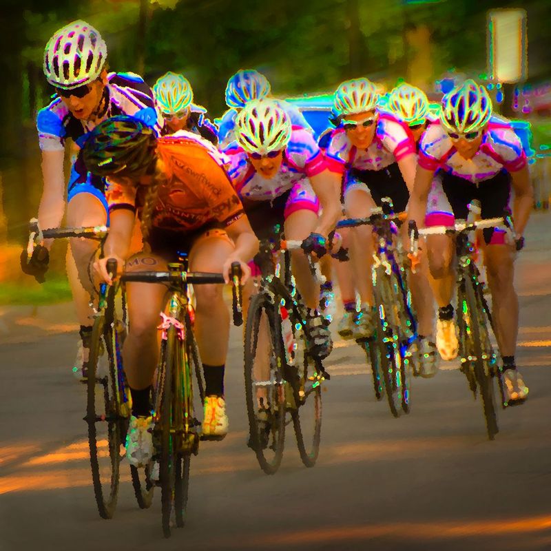 WhiteHelmets.jpg :: Tour de Grandview, 2015.Each summer on a designated weekend, the streets of Grandview transform to a blur of color as cyclists race through the city in the quest for a place on the winners podium of the Tour De Grandview. 