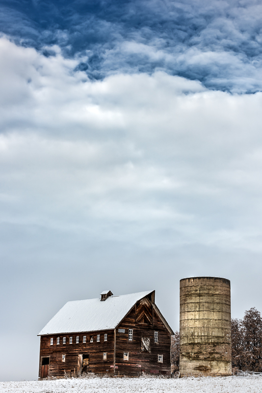 Winter Barn and Silo.jpg :: Winter Barn and Silo After the Snow Storm Clears