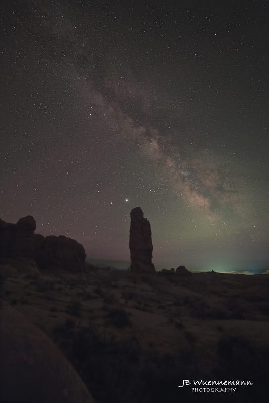 Arches Spire with Milkyway(1).jpg :: Made from 14 light frames by Starry Landscape Stacker 1.8.0.  Algorithm: Mean Min Hor Noise