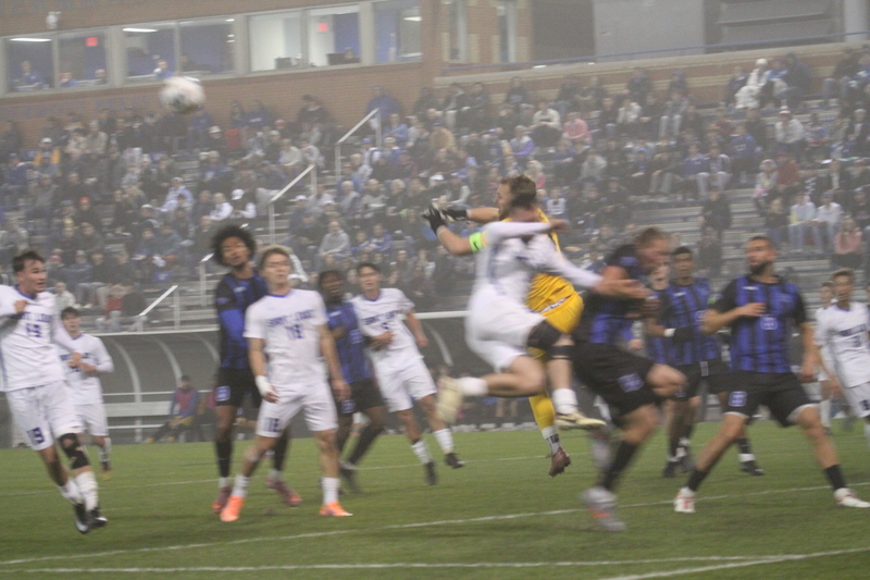 2025 NCAA Division I Mens Soccer Saint Louis University vs University of Kentucky -IX.jpg :: Saint Louis University (SLU) Billikens vs University of Kentucky in the 2025 NCAA Men's Soccer Championship first round of play. 11/20/2025 7pm at Robert R. Hermann Stadium in St. Louis, Missouri, USA. The Wildcats scored first in the first half. At the half it was Kentucky 1 to 0. The fog lowered visibility, and the damp turf made this a true to form Fall match up.   NCAA Division I Men's Soccer 2025