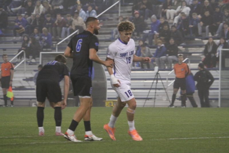 2025 NCAA Division I Mens Soccer Saint Louis University vs University of Kentucky -VII.jpg :: Saint Louis University (SLU) Billikens vs University of Kentucky in the 2025 NCAA Men's Soccer Championship first round of play. 11/20/2025 7pm at Robert R. Hermann Stadium in St. Louis, Missouri, USA. The Wildcats scored first in the first half. At the half it was Kentucky 1 to 0. The fog lowered visibility, and the damp turf made this a true to form Fall match up.   NCAA Division I Men's Soccer 2025
