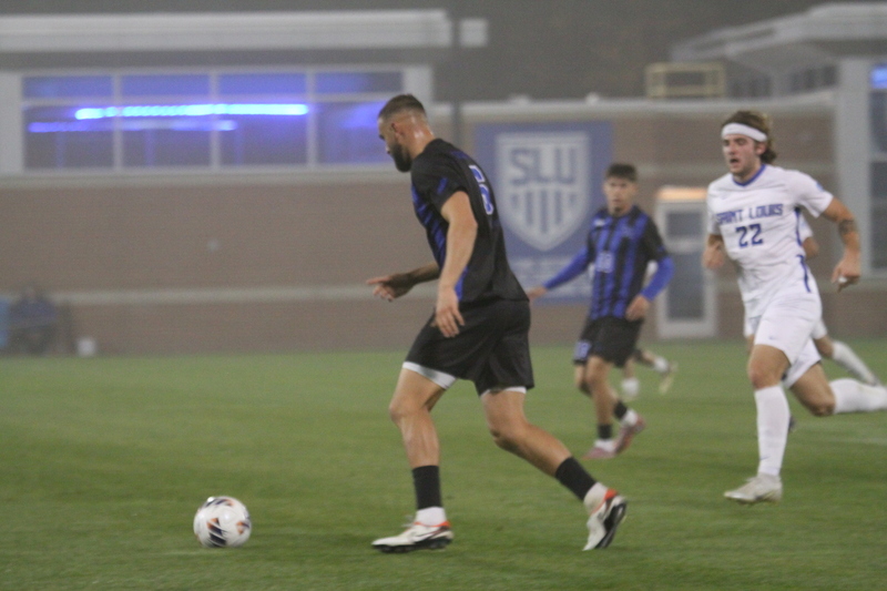 2025 NCAA Division I Mens Soccer Saint Louis University vs University of Kentucky -XVII.jpg :: Saint Louis University (SLU) Billikens vs University of Kentucky in the 2025 NCAA Men's Soccer Championship first round of play. 11/20/2025 7pm at Robert R. Hermann Stadium in St. Louis, Missouri, USA. The Wildcats scored first in the first half. At the half it was Kentucky 1 to 0. The fog lowered visibility, and the damp turf made this a true to form Fall match up.   NCAA Division I Men's Soccer 2025