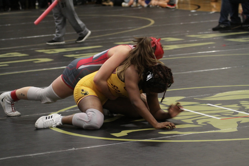 2026 Lafayette Fred Ross Boys and Girls Invitational LIX.jpg :: 2026 Lafayette 'Fred Ross' Invitational For both boys and girls. Fred Ross (Coach Ross) was a Wrestling High School Coach at Lafayette High School. Coach Ross coached Little League wrestling as well as High School. A staff of referees officiated the matches. The tournament was exciting with both boys and girls in the same gymnasium girls on one end of the gymnasium and the boys on the other side of the gymnasium. Wildwood, Missouri, United States 01-10-2026 