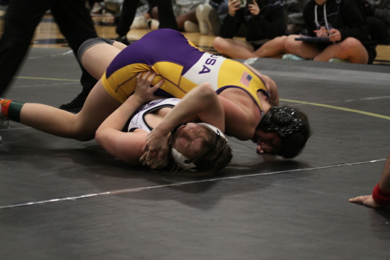 2026 Lafayette Fred Ross Boys and Girls Invitational LXXXVII.jpg :: 2026 Lafayette 'Fred Ross' Invitational For both boys and girls. Fred Ross (Coach Ross) was a Wrestling High School Coach at Lafayette High School. Coach Ross coached Little League wrestling as well as High School. A staff of referees officiated the matches. The tournament was exciting with both boys and girls in the same gymnasium girls on one end of the gymnasium and the boys on the other side of the gymnasium. Wildwood, Missouri, United States 01-10-2026 