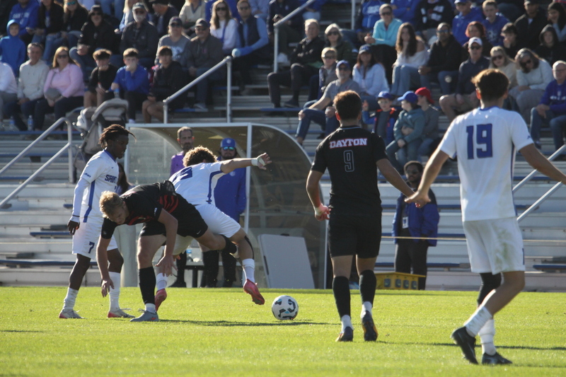 A10 Championship Final 2025 SLU vs Dayton 1 -CII.jpg :: Saint Louis University (SLU) Billikens vs University of Dayton (UD) Flyers - A10 Championship Final 2025 - Men's Soccer - at Robert R. Hermann Stadium in St. Louis, Missouri, USA. the tie with double overtime was settled by penalty kick shootout. SLU won 5 to 4. NCAA Men's Soccer  