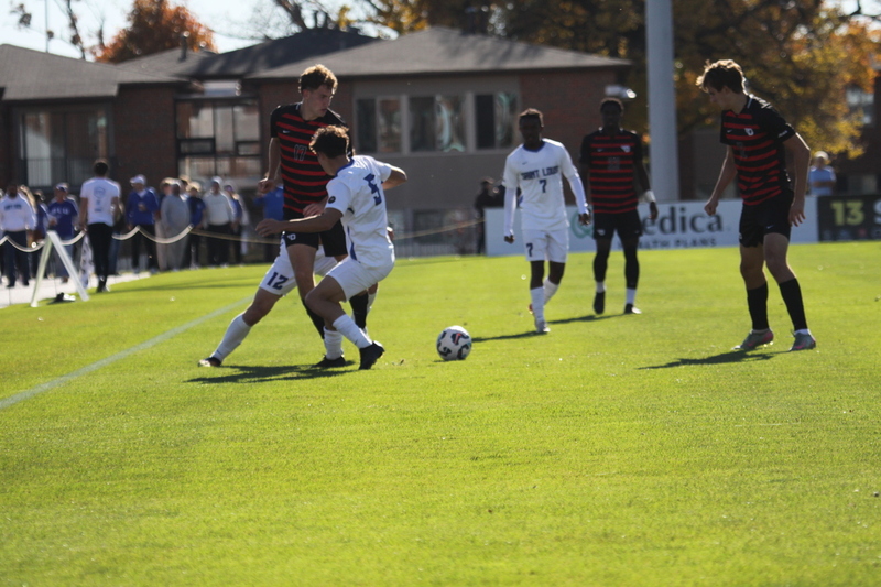 A10 Championship Final 2025 SLU vs Dayton 1 -LII.jpg :: Saint Louis University (SLU) Billikens vs University of Dayton (UD) Flyers at Robert R. Hermann Stadium during the A10 Championship Finals 2025 in St Louis, Missouri, USA. a 1 to 1 tie in regulation play. NCAA Men's Soccer, Division I Sports, Atlantic 10 Conference