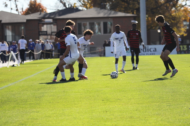 A10 Championship Final 2025 SLU vs Dayton 1 -LIII.jpg :: Saint Louis University (SLU) Billikens vs University of Dayton (UD) Flyers at Robert R. Hermann Stadium during the A10 Championship Finals 2025 in St Louis, Missouri, USA. a 1 to 1 tie in regulation play. NCAA Men's Soccer, Division I Sports, Atlantic 10 Conference