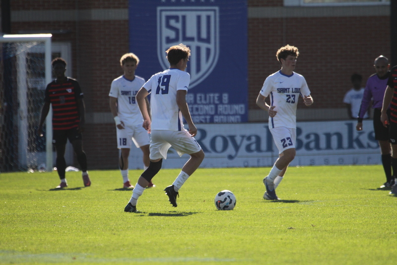 A10 Championship Final 2025 SLU vs Dayton 1 -LXXXX.jpg :: Saint Louis University (SLU) Billikens vs University of Dayton (UD) Flyers - A10 Championship Final 2025 - Men's Soccer - at Robert R. Hermann Stadium in St. Louis, Missouri, USA. the tie with double overtime was settled by penalty kick shootout. SLU won 5 to 4. NCAA Men's Soccer  