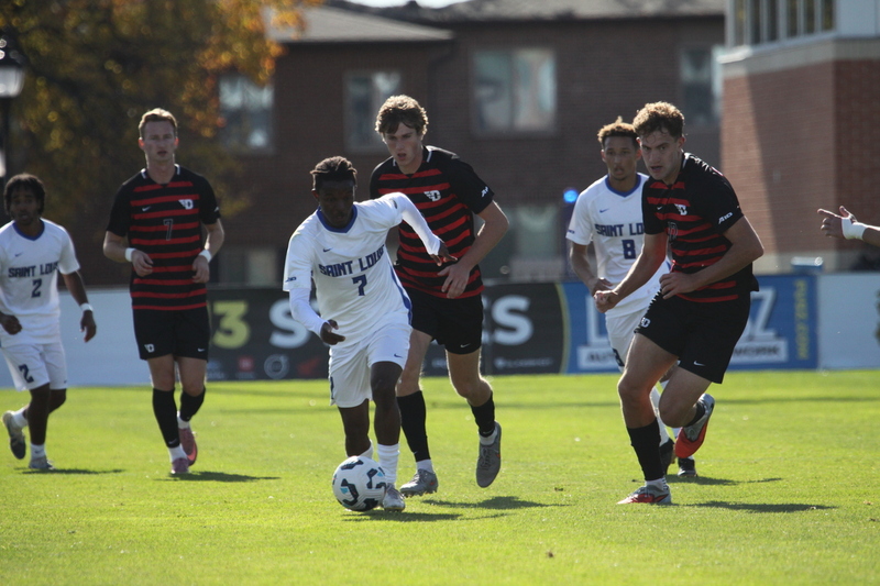 A10 Championship Final 2025 SLU vs Dayton 1 -XIV.jpg :: Saint Louis University (SLU) vs University of Dayton - A10 Championship Final played at Robert R. Hermann Stadium in St Louis, Missouri, USA. Double overtime with a penalty kick shootout to decide the winner. After a 1 to 1 tie in regulation time play. SLU wins the shootout 5 to 4. NCAA Men's Soccer 2025, 11/16/2025