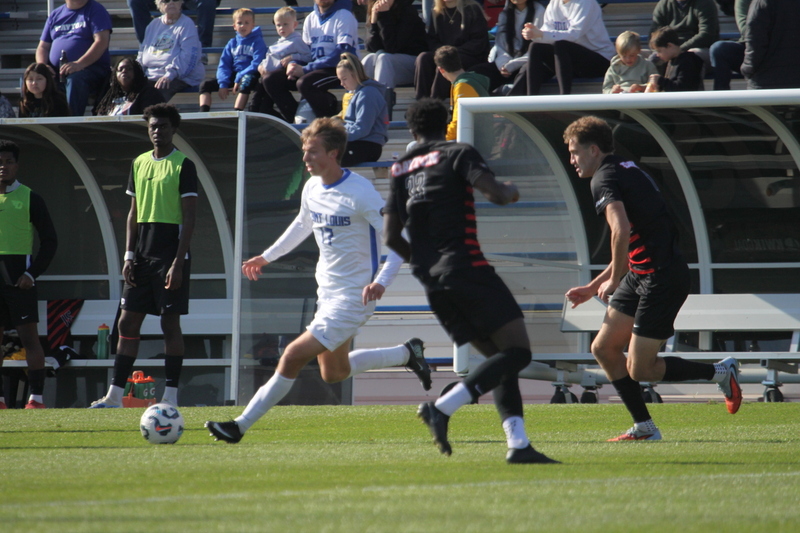 A10 Championship Final 2025 SLU vs Dayton 1 -XVI.jpg :: Saint Louis University (SLU) vs University of Dayton - A10 Championship Final played at Robert R. Hermann Stadium in St Louis, Missouri, USA. Double overtime with a penalty kick shootout to decide the winner. After a 1 to 1 tie in regulation time play. SLU wins the shootout 5 to 4. NCAA Men's Soccer 2025, 11/16/2025
