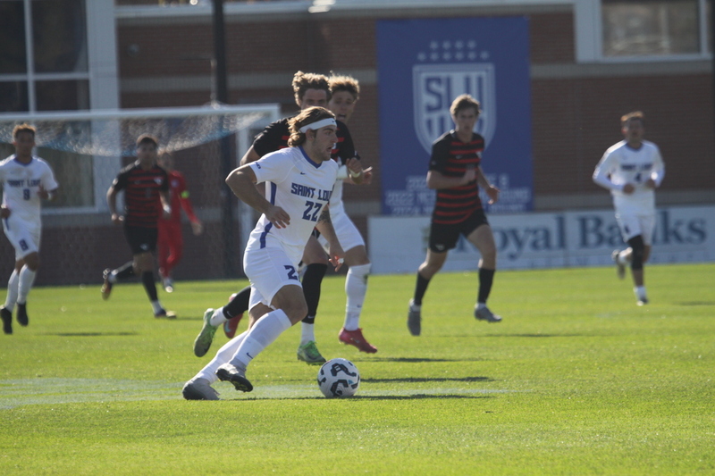 A10 Championship Final 2025 SLU vs Dayton 1 -XXX.jpg :: Saint Louis University (SLU) vs University of Dayton - A10 Championship Final played at Robert R. Hermann Stadium in St Louis, Missouri, USA. Double overtime with a penalty kick shootout to decide the winner. After a 1 to 1 tie in regulation time play. SLU wins the shootout 5 to 4. NCAA Men's Soccer 2025, 11/16/2025
