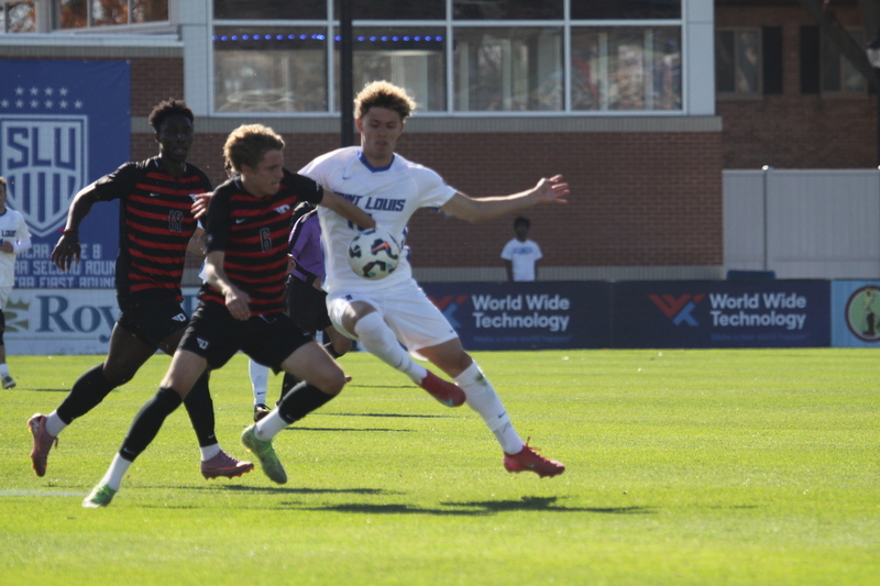 A10 Championship Final 2025 SLU vs Dayton 1 -XXXIX.jpg :: Saint Louis University (SLU) vs University of Dayton - A10 Championship Final played at Robert R. Hermann Stadium in St Louis, Missouri, USA. Double overtime with a penalty kick shootout to decide the winner. After a 1 to 1 tie in regulation time play. SLU wins the shootout 5 to 4. NCAA Men's Soccer 2025, 11/16/2025