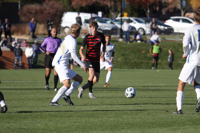 A10 Championship Final 2025 SLU vs Dayton 1A -I.jpg :: A10 Championship Soccer Final 2025 - 11/16/2025 - Saint Louis University (SLU) Billikens vs University of Dayton (UD) Flyers at Robert R. Hermann Stadium in St. Louis, Missouri, USA. The No. 1 and No. 3 team of the A10 Conference played to a 1 to 1 tie in regulation time. After a scoreless double overtime, the match was settled by a five-penalty kick shoot-out. SLU won 5 to 4 - NCAA Men's Soccer