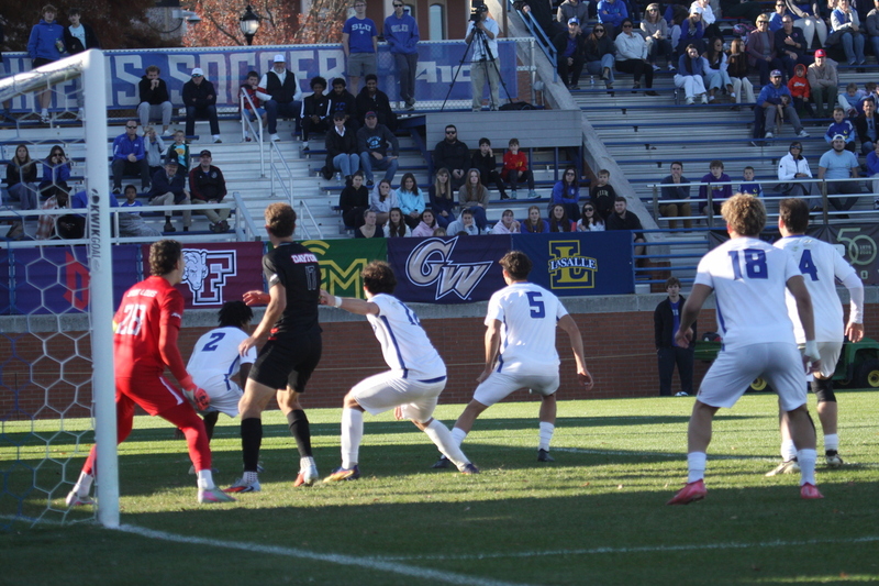A10 Championship Final 2025 SLU vs Dayton 1A -XIII.jpg :: A10 Championship Soccer Final 2025 - 11/16/2025 - Saint Louis University (SLU) Billikens vs University of Dayton (UD) Flyers at Robert R. Hermann Stadium in St. Louis, Missouri, USA. The No. 1 and No. 3 team of the A10 Conference played to a 1 to 1 tie in regulation time. After a scoreless double overtime, the match was settled by a five-penalty kick shoot-out. SLU won 5 to 4 - NCAA Men's Soccer