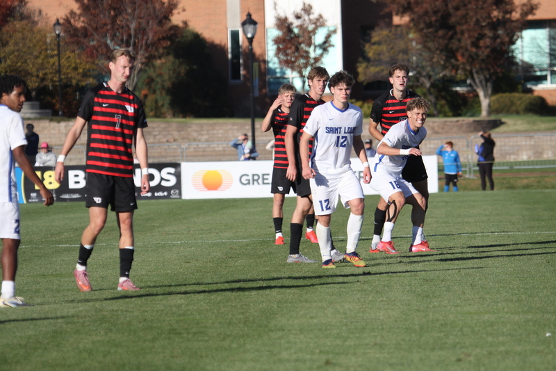 A10 Championship Final 2025 SLU vs Dayton 1A -XIX.jpg :: A10 Championship Soccer Final 2025 - 11/16/2025 - Saint Louis University (SLU) Billikens vs University of Dayton (UD) Flyers at Robert R. Hermann Stadium in St. Louis, Missouri, USA. The No. 1 and No. 3 team of the A10 Conference played to a 1 to 1 tie in regulation time. After a scoreless double overtime, the match was settled by a five-penalty kick shoot-out. SLU won 5 to 4 - NCAA Men's Soccer
