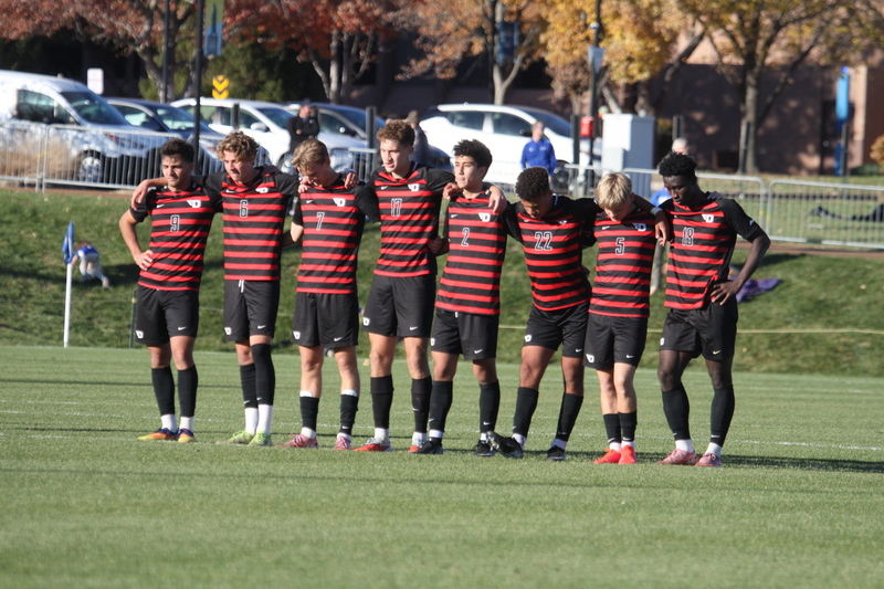 A10 Championship Final 2025 SLU vs Dayton 1A -XXI.jpg :: A10 Championship Soccer Final 2025 - 11/16/2025 - Saint Louis University (SLU) Billikens vs University of Dayton (UD) Flyers at Robert R. Hermann Stadium in St. Louis, Missouri, USA. The No. 1 and No. 3 team of the A10 Conference played to a 1 to 1 tie in regulation time. After a scoreless double overtime, the match was settled by a five-penalty kick shoot-out. SLU won 5 to 4 - NCAA Men's Soccer