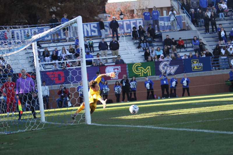 A10 Championship Final 2025 SLU vs Dayton 1A -XXIV.jpg :: A10 Championship Soccer Final 2025 - 11/16/2025 - Saint Louis University (SLU) Billikens vs University of Dayton (UD) Flyers at Robert R. Hermann Stadium in St. Louis, Missouri, USA. The No. 1 and No. 3 team of the A10 Conference played to a 1 to 1 tie in regulation time. After a scoreless double overtime, the match was settled by a five-penalty kick shoot-out. SLU won 5 to 4 - NCAA Men's Soccer