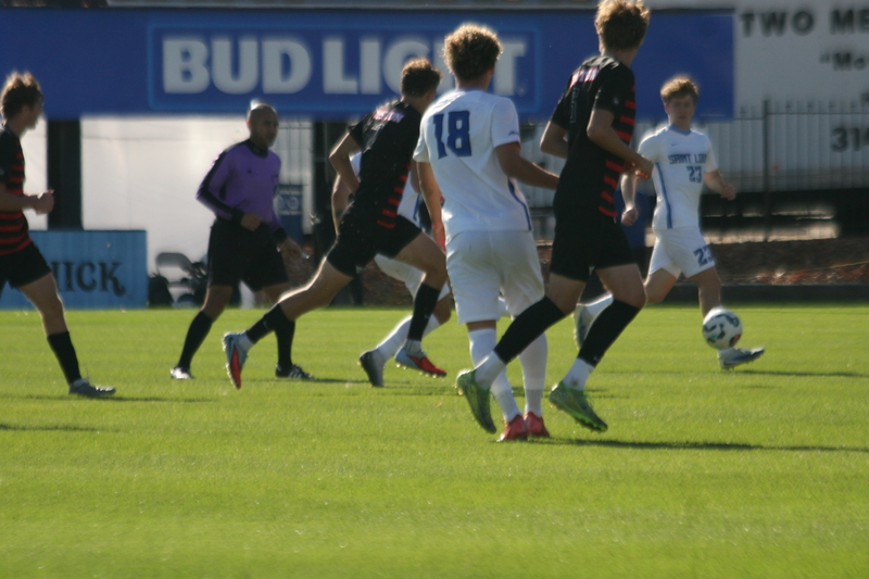 A10 Championship Final 2025 SLU vs Dayton III.jpg :: Men's A10 Championship 2025 - A10 Soccer Final 2025 - 11/16/2025 12pm, Robert R. Hermann Stadium in St. Louis, Missouri, USA, NCAA Men's Soccer, Atlantic 10 Conference Championship, the game goes to overtime after a 1 to 1 tie in regulation time.   